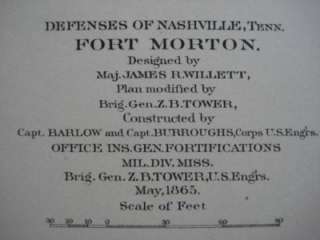 Civil War Map NASHVILLE CHATTANOOGA Rebel Fort Plans  