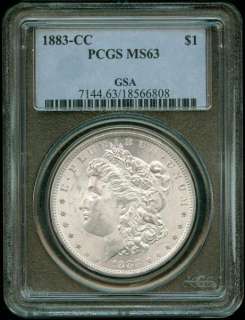 1883 CC PCGS MS63 GSA~MORGAN SILVER DOLLAR~  