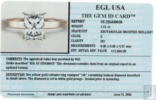 EGL CERTIFIED 14K GOLD 1.51CT SI/G DIAMOND SOLITAIRE WEDDING RING $ 