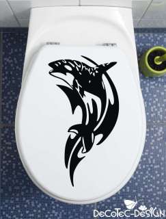 TDA013 Orca WC Deckel Aufkleber Wandtattoo Sticker Wal Fisch Bad 