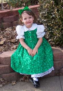 St. Patricks Day SPARKLY Green SHAMROCKS Dress CUST SZ  