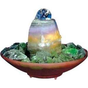  Rose Bowl Tabletop Water Fountaian with Flourite Stone 