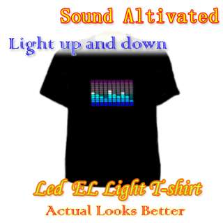   Flashing Light Up and Down Musi Sound Activated LED EL T Shirt Dress N