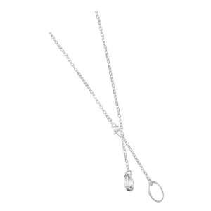   Silver 17 inch Italian Double Love Ring Lariat Necklace Jewelry