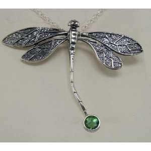   Dragonfly Necklace with Emerald Green Quartz Accent [Jewelry] Jewelry