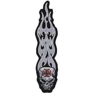  Lethal Threat Gray Tribal Skull Embroidered Patch ST31060 