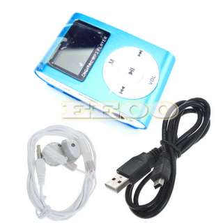   Disk 4GB Mini Clip Gift  Music Player with LCD Screen Display Blue