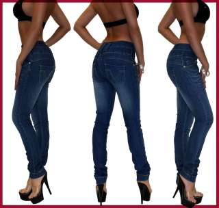 11b) Damen Röhren Hochschnitt Jeans Hose Blue 36 S   44 XXL  