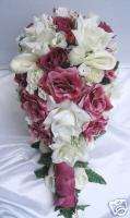 21pc Bridal bouquet wedding flower MAUVE/CALLA / petite  
