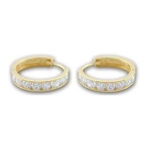   Cubic Zirconia Hoop Huggie Earrings Gold and Diamond Source Jewelry