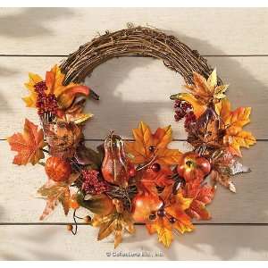  Autumn Leaves and Gourds Door Wreath 