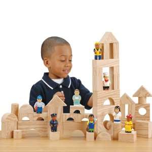 Wood Look Foam Blocks with Soft Workers  Toys & Games  