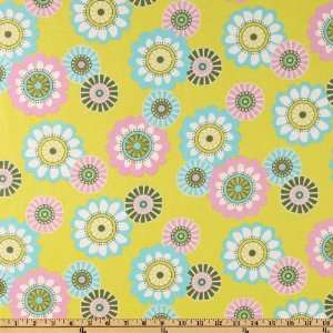  44 Wide Moda Sugar Pop Flowers Chartreuse Fabric By The 