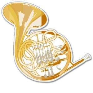  French Horn musical instrument band car sticker 4 x 4 