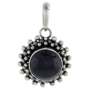  Sterling Silver Bali Style Pendant, w/ 10mm Round Cabochon 