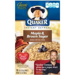 Quaker Instant Oatmeal Maple Brown Sugar, 15.1 Ounce Boxes (Pack of 6 