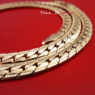   yellow gold GF flat snake chain ladies mens solid Necklace 33g  