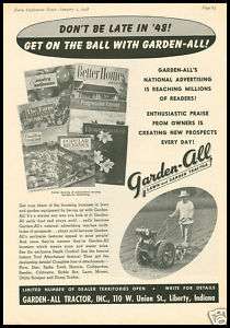 1948 vintage ad for Garden All Lawn and garden tractor  