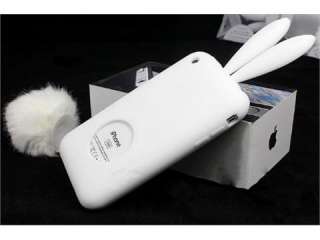 White Bunny Rabito Rubber Case Cover For Iphone 3G 3GS  