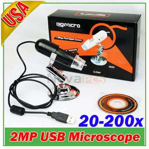 2MP USB Digital Microscope Endoscope Video Camera Magnifier 20x to 