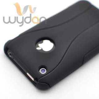 New 3 Piece Rubberized Black iPhone 3G 3GS Hard Case Cover w/ Screen 