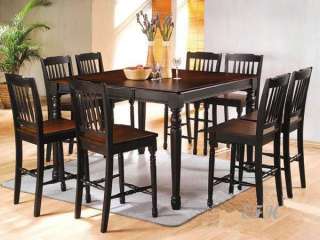 NEW CARRIAGE 9PC TWO TONE COUNTER WOOD DINING TABLE SET  