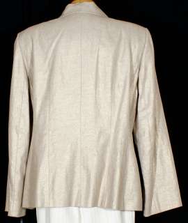 NWT Tahari Gold Ivory Shimmer Linen Cotton Pant Suit 18  