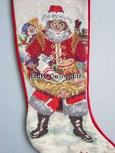 Christopher Radko Christmas Santa Needlepoint Stocking  