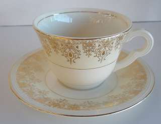 Edwin M. Knowles 22K Gold Deco Filigree Design Cream 1930s Cup and 