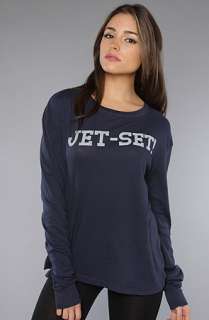 Wildfox The Jet Set Evening LS Crew Tee in Sailor Blue  Karmaloop 