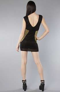 Motel The Bambi Dress in Black and Gold Glitter  Karmaloop 