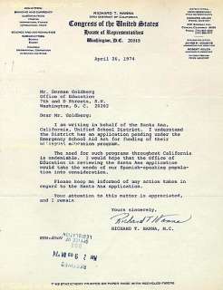 RICHARD T. HANNA   TYPED LETTER SIGNED 04/26/1974  