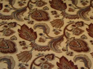 Brown Blue White Paisley Pattern Upholstery Fabric bty  