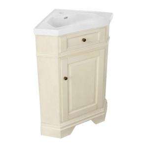 Pegasus Richmond 26 in. Corner Vanity in Parchment with Vitreous China 