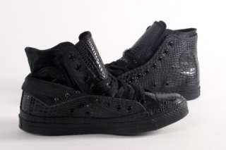CONVERSE HI TOP TRAINERS CHUCK TAYLOR BLACK LEATHER CT DBL UPP QUILT 