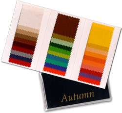 Seasonal Colour Wallet containing 30 fabric swatches in the best warm 