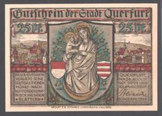 Notgeld Querfurt 1921, 25 Pfennig, Stadtwappen, Rathaus  