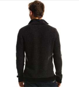 Armani Exchange Bi color Half Zip Mock Sweater Black/Heather Charcoal 