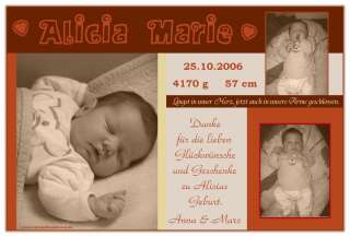 50x FOTO  Geburtskarten Geburt Karte Taufe Einladung Danksagung  