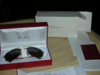Cartier Paris FRANCE 57 18 135 GOLD Aviators Gray Lens Superb Cond 