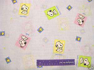 PEANUTS Baby Snoopy Woodstock Belle Gingham Fabric BTFQ  