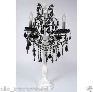 Black & White Piano Lamp Table Baroque Classic Silver  