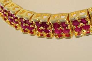 00CT ROUND CUT RUBY 2 ROW CLUSTER BRACELET BEAUTIFUL  