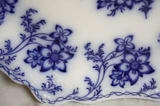   ENGLISH SEMI PORCELAIN SCULPTED SCULPTED 1898 FLOW BLUE PLATTER  