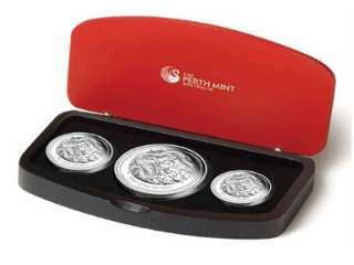 2012 P 3 Coin Set S$2 S$1 S50c Australia Lunar Year Of The Dragon 