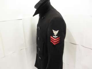 Vintage 10 Button Military Navy USN Issue Wool Pea Coat Jacket  