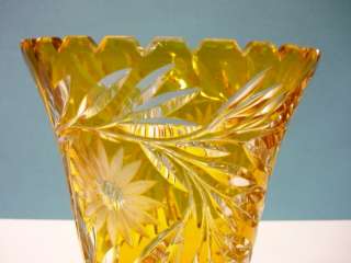 Große Kristallvase, Farblos, Gelb überfangen, Art Déco  
