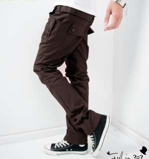 Mens Korean Style Slim Fit Pocket Design Casual Pants  