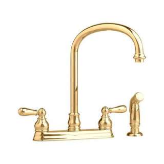 Hampton 2 Metal Lever Handle Side Sprayer Kitchen Faucet in Polished 