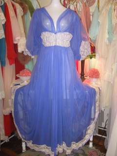 JENELLE Vintage CHIFFON Long PURPLE Nightgown ROBE Peignoir Dressing 